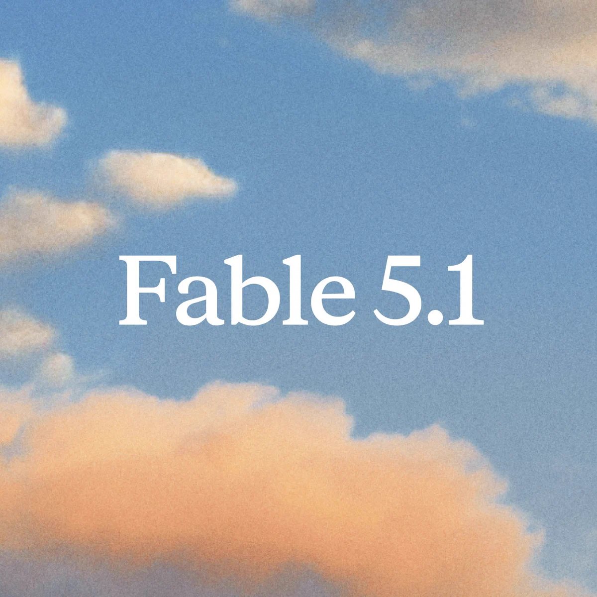 Fable 5.1 op een blauwe lucht met wolken